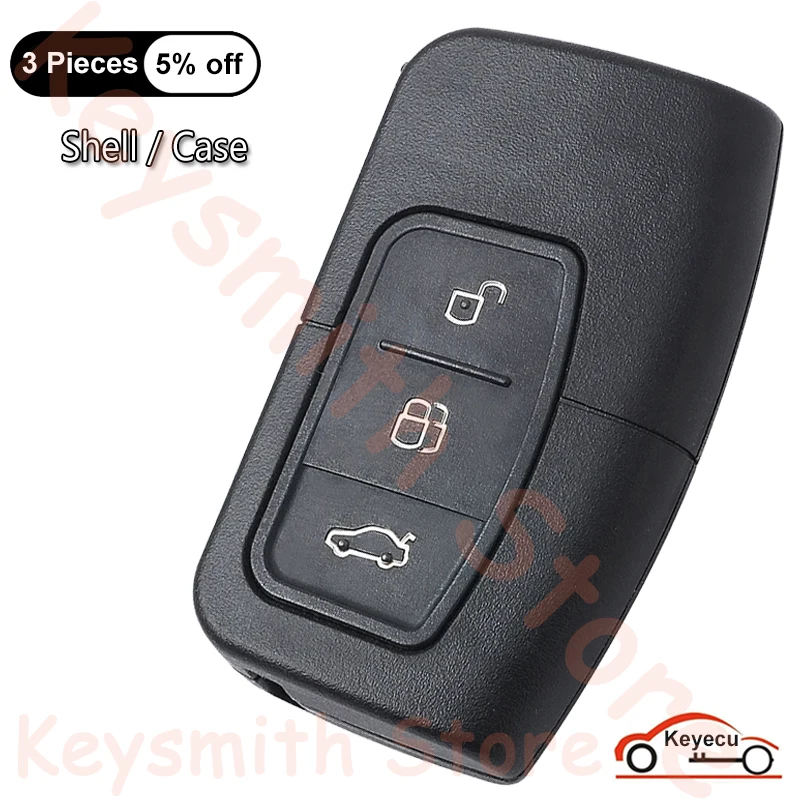 KEYECU 3 Buttons Case for Ford Focus Mondeo Galaxy S C Max Kuga 2005 2006 2007 2008 2009 2010 Auto Smart Remote Key Fob Shell