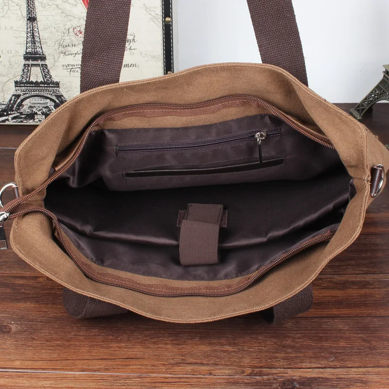 Sac à Main en Toile Décontracté de Grande Capacité pour Homme, Sacoche à Fermeture Éclair, pour Ordinateur Portable d'Affaires