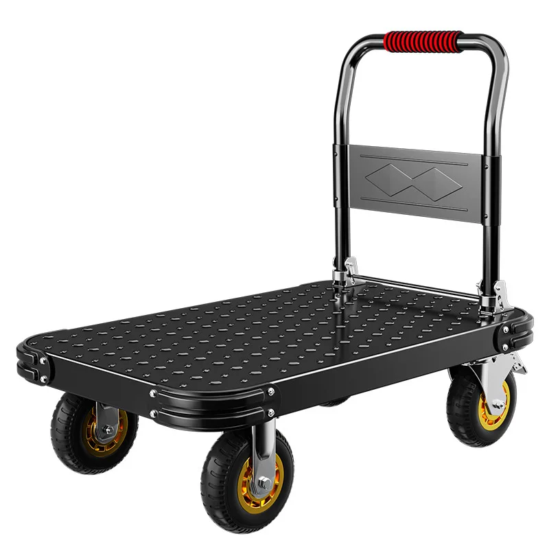 Cart 70x45cm 450kg Hand Carts Trolleys Foldable Flatbed Handling Vehicle Silent Cargo Pulling Household Material Handling Tools