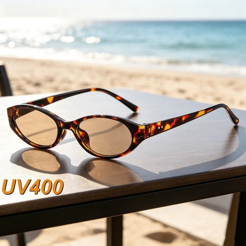 2026 New Fashionable Luxury Elliptical Frame Women's Sunglasses Outdoor Ultra Light Neutral Beach Travel UV400 Sunscreen Glasses