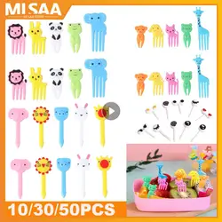 Animal Fruit Fork Food Grade Plastic Mini Cartoon Kids Cake Fruits Toothpicks Lunch Box For Kids Tableware Bento Accessories