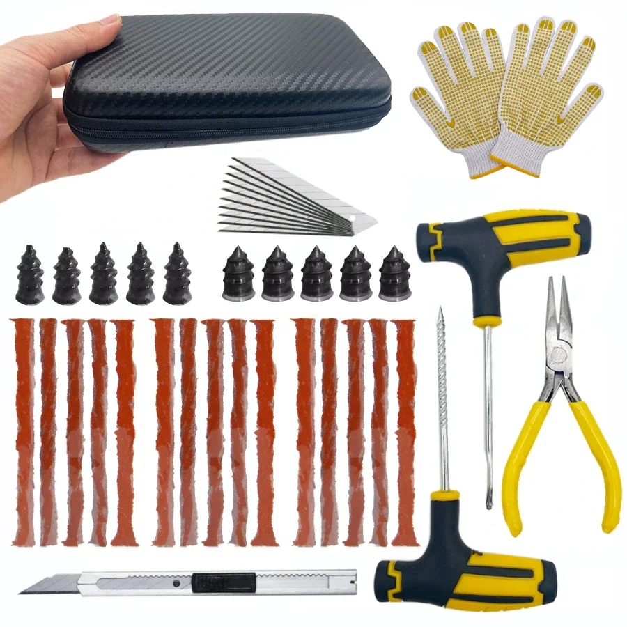 

Motorcycle Tire Repair Kit car Puncture Plug Tools Tyre Puncture Emergency for Tire Strips Stirring Glue Repair Tool Kit