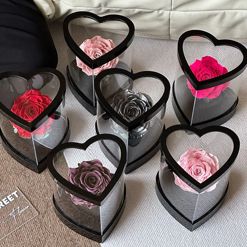 

Eternal Flower Giant Rose Heart-Shaped Handmade Preserved Acrylic Ornament Long Lasting 3-5 Years Valentine's Floral Decoration
