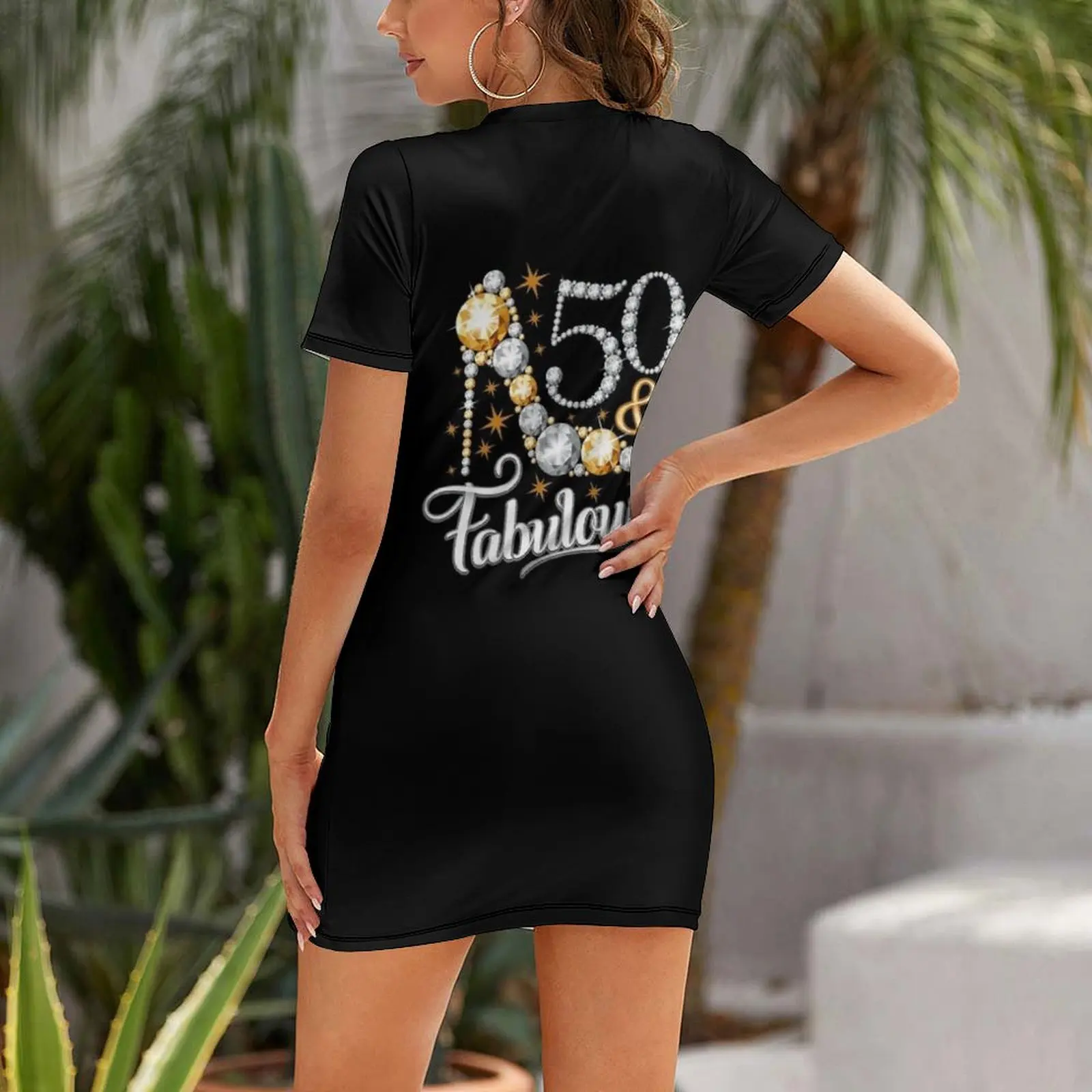 50th Birthday T-shirt. Fifty and Fabulous t shirt for ladies, women. Short Sleeved Dress Dress women summer dress womens 2024