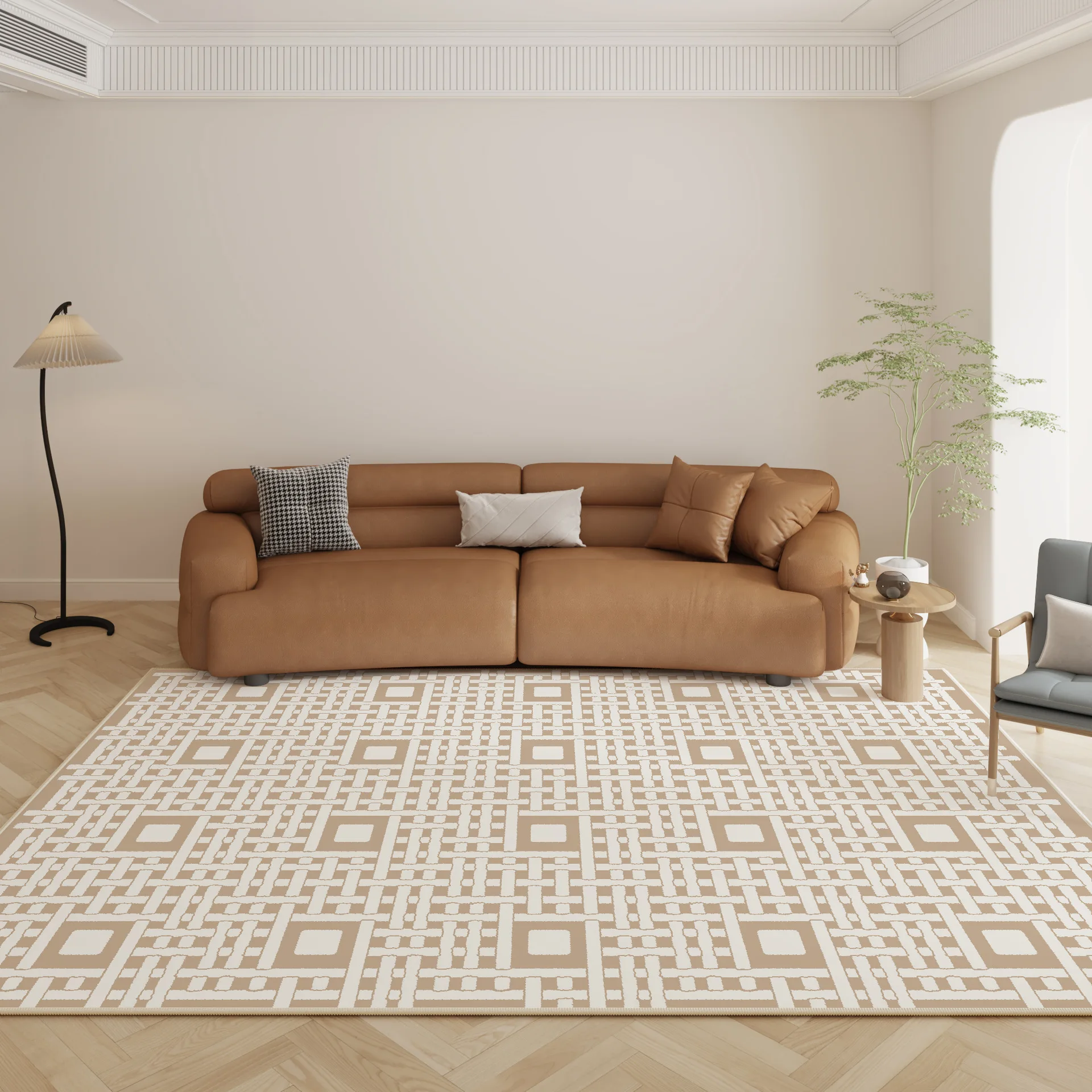 Modern Simple Living Room Carpet Home Area Rug Floor Sofa Tea Table Mat Blue Plaid Luxury Bedroom Rug Large Customize Soft Rugs