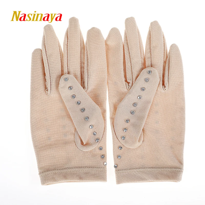 Nasinaya Children's Figure Skating Competition Training Wrist Gloves Adult Mittens Mesh Protects Hands Shiny