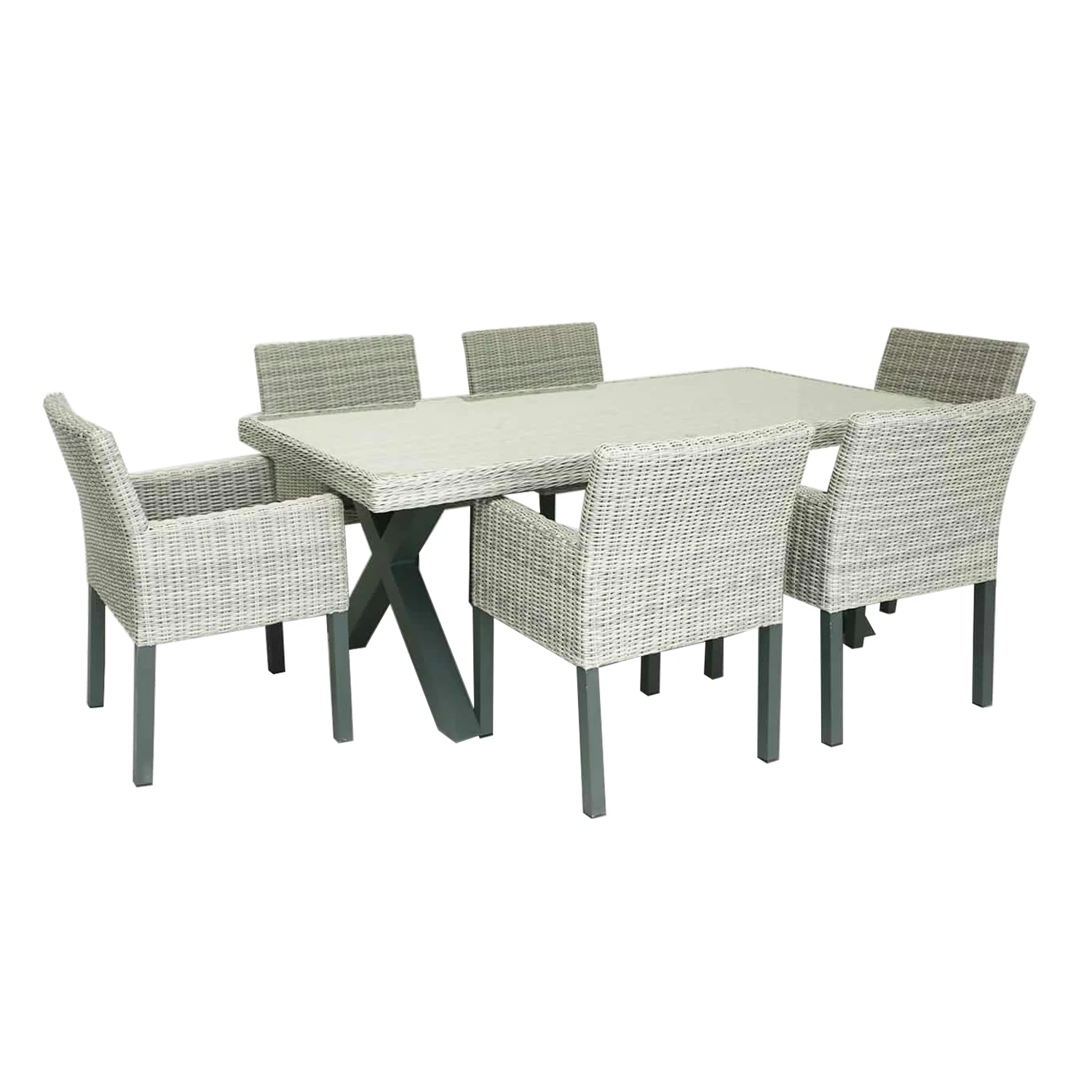

7pcs Patio Rattan Dining Table Chair Outdoor Furniture Garden Set All Weather Garden Dining Set Rattan Furniture