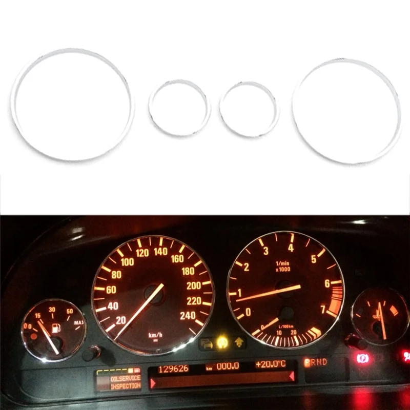 عداد سرعة السيارة غطاء الحافة لوحة القيادة قياس حلقة مجموعة لسيارات BMW E39 5 سلسلة E38 7 سلسلة E53 X5 استبدال أجزاء 4 قطعة-A28K