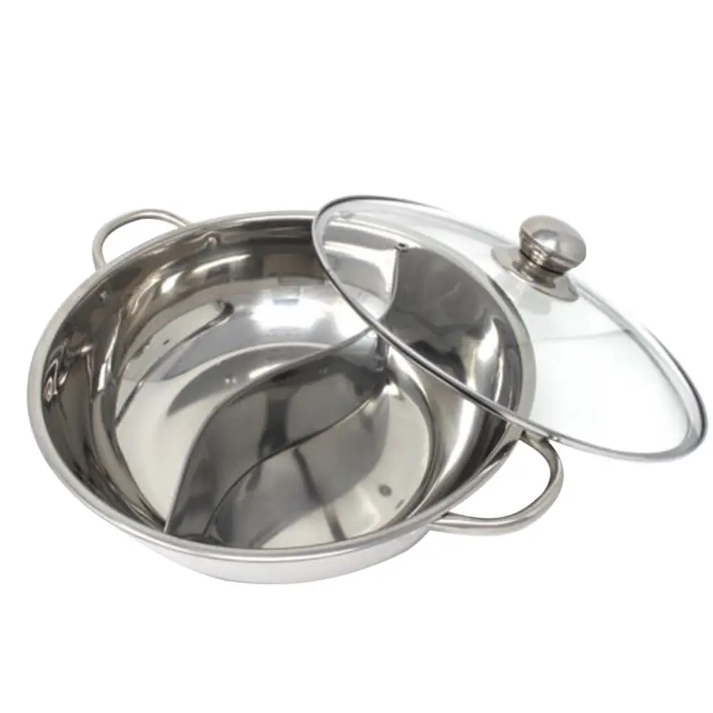 Multifunction Pot Cookware Stainless Steel 30Cm Diameter Glass Lid Dual Divider for Family Parties Restaurants Hot - view 6