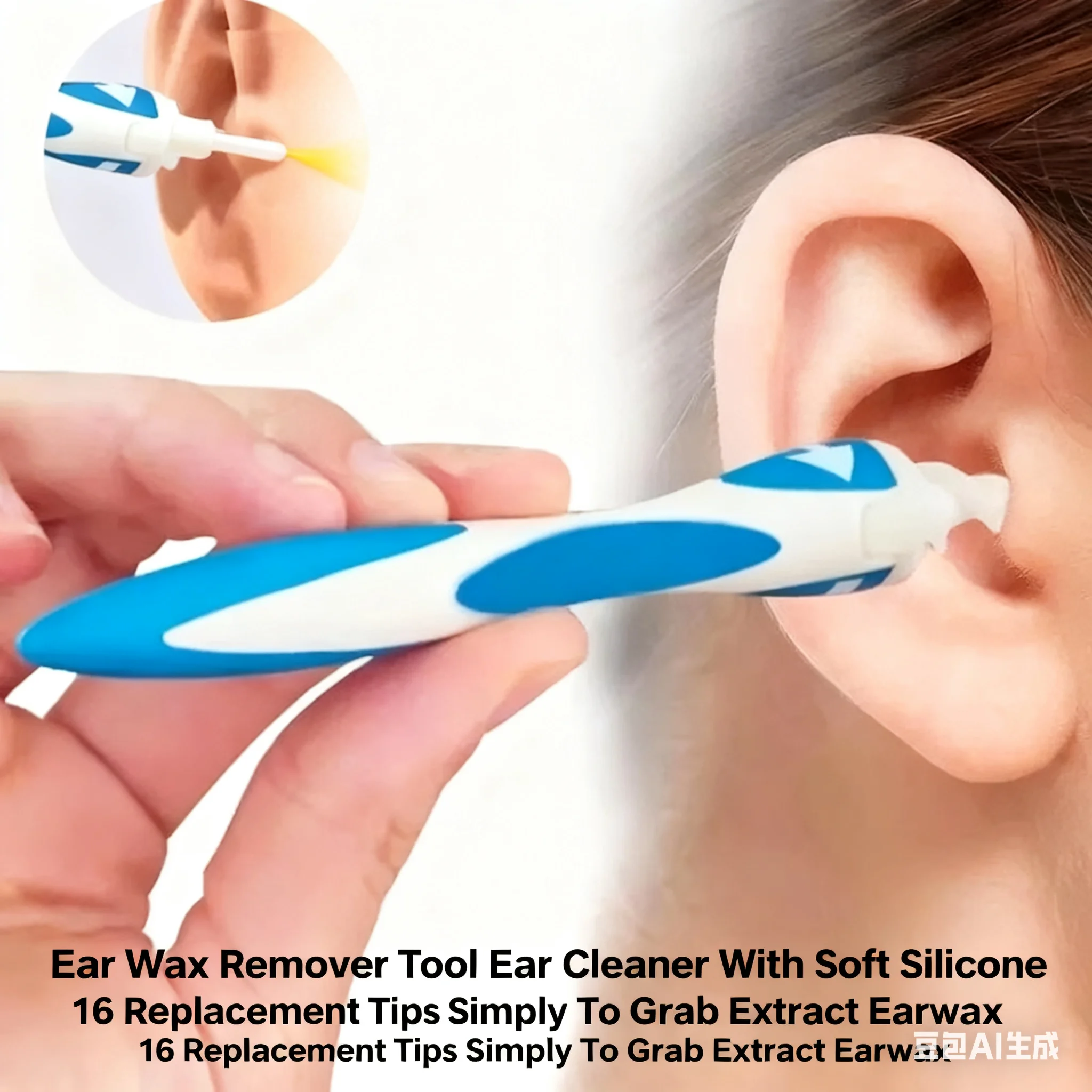 

Ear Wax Remover Tool Ear Cleaner With Soft Silicone 16 Replacement Tips Simply To Grab Extract Earwax