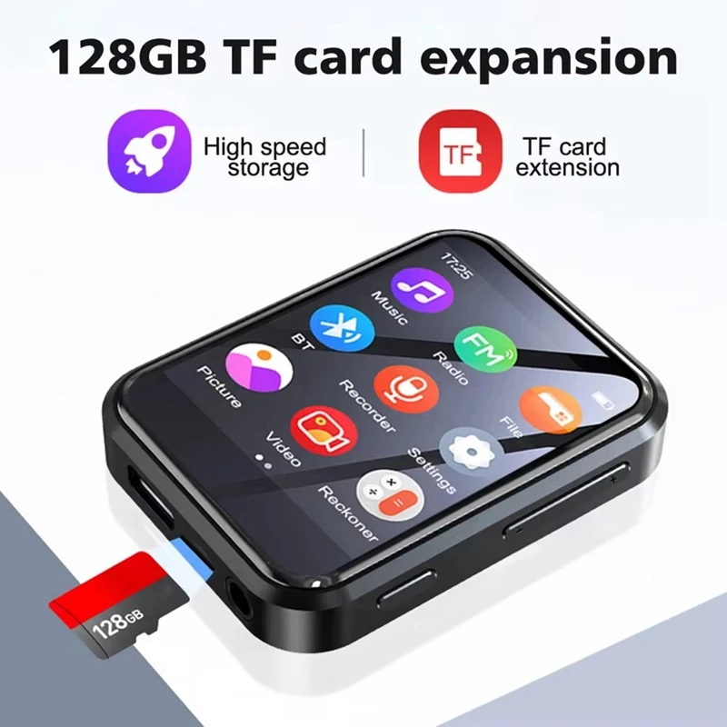 Портативный MP3-плеер Bluetooth 5,4 Hi-Fi музыкальный плеер MP3 Walkman сенсорный экран динамик рекордер камера воспроизведение видео