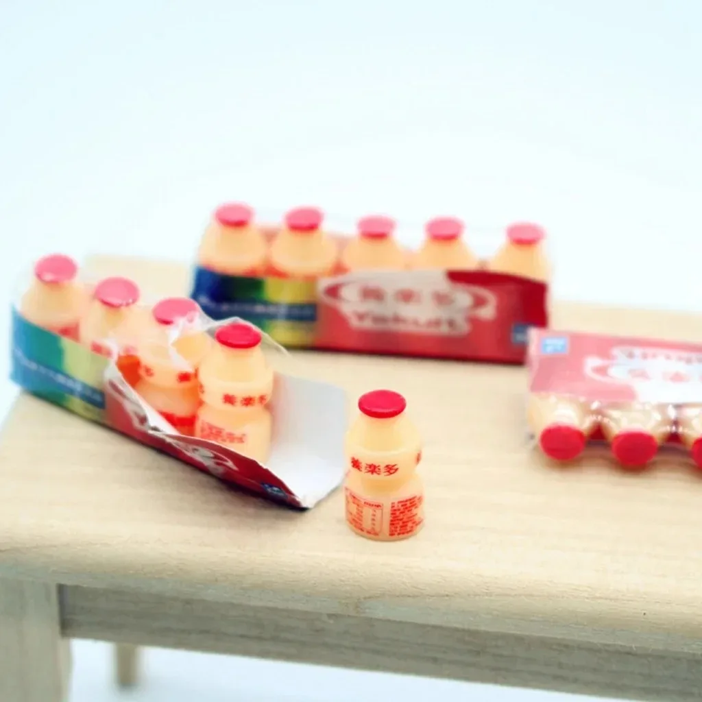 1/12 Dollhouse Miniature Food Play Supermarket Convenience Store Plastic Pack Lactic Acid Drinks In A Row Doll Accessory Toys