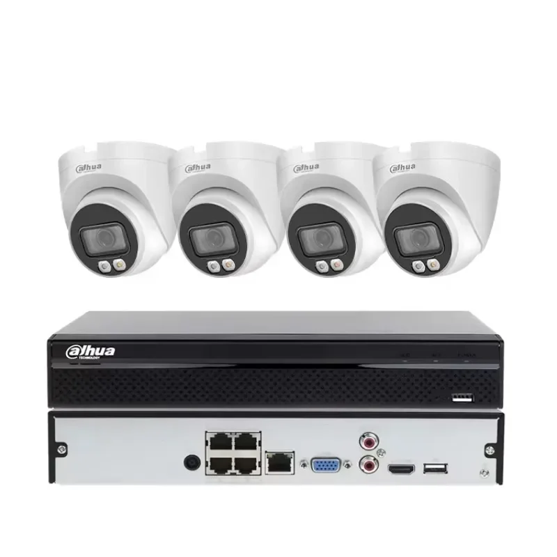 Originale Da Hua 4ch 8ch 8POE 16 canali NVR 4MP 8MP 4K HD Microfono incorporato CCTV Dome Sistema di telecamere di sicurezza IP