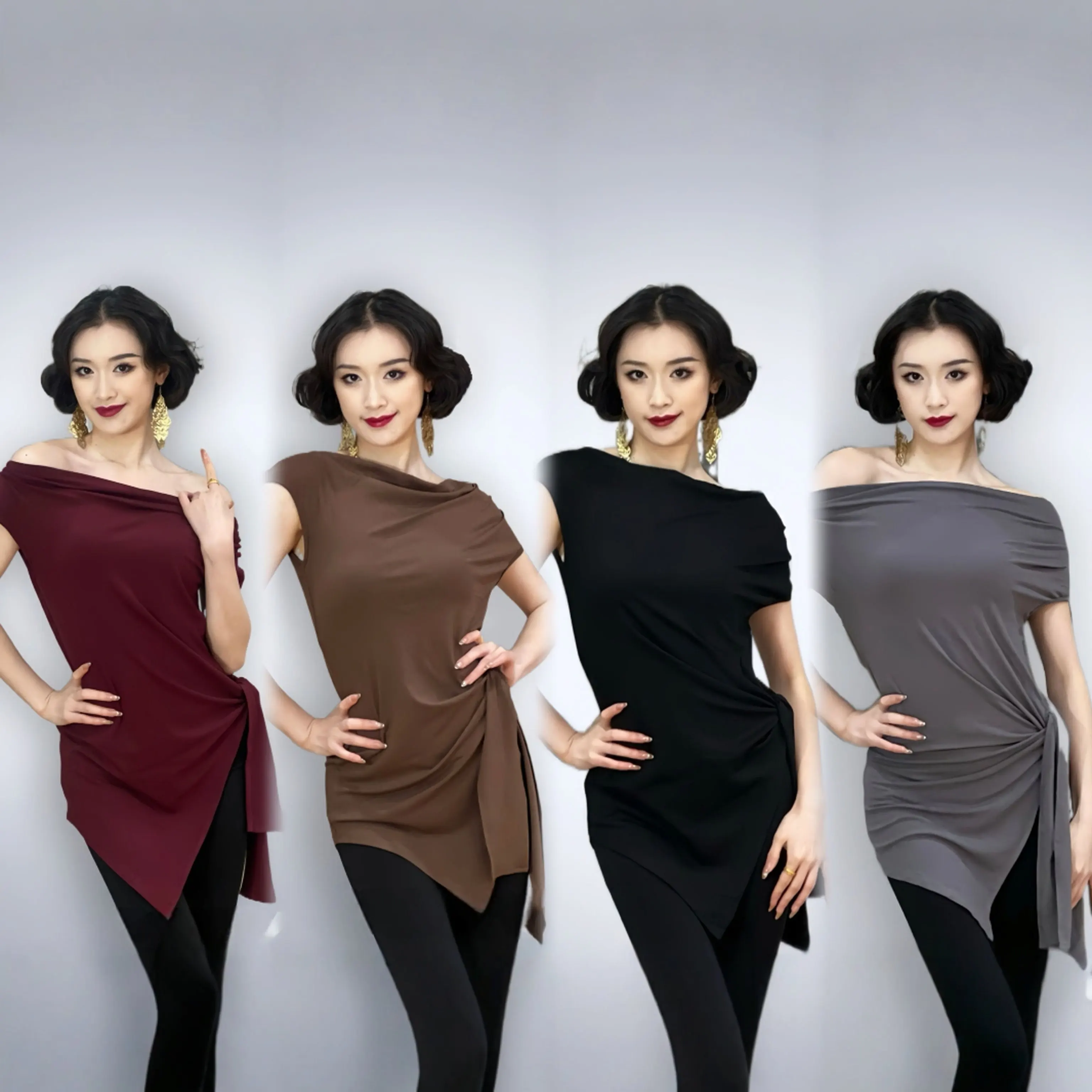 

Топы для латинских танцев 202, женская летняя тренировочная одежда, румба, самба, танго, сальса, танцевальная одежда, красные, черные топы DNV23111