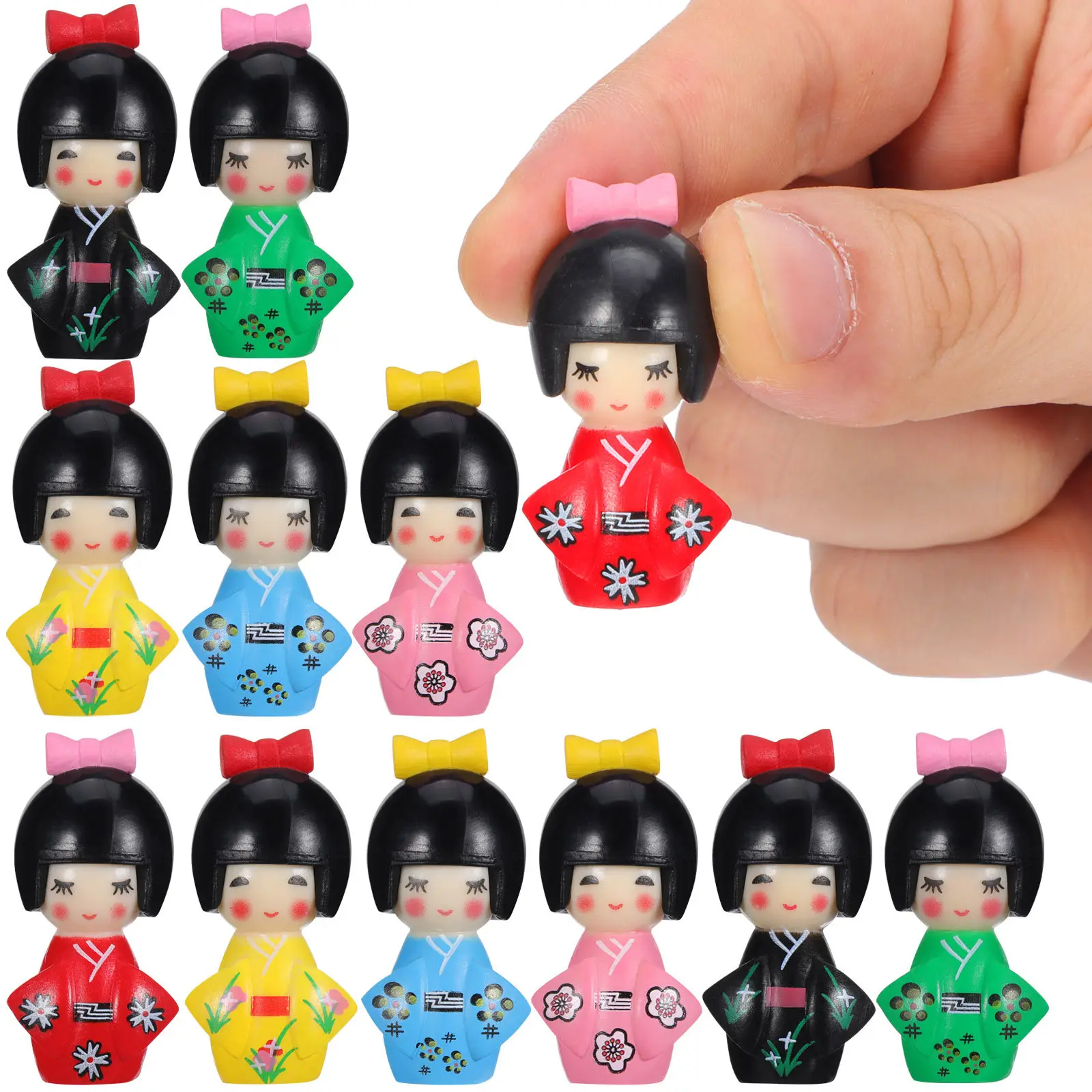 

Набор из 12 штук: Японские куклы-кимоно, традиционные поделки ручной работы, украшение для дома, настольный декор, креативные милые фигурки из ПВХ для демонстрации