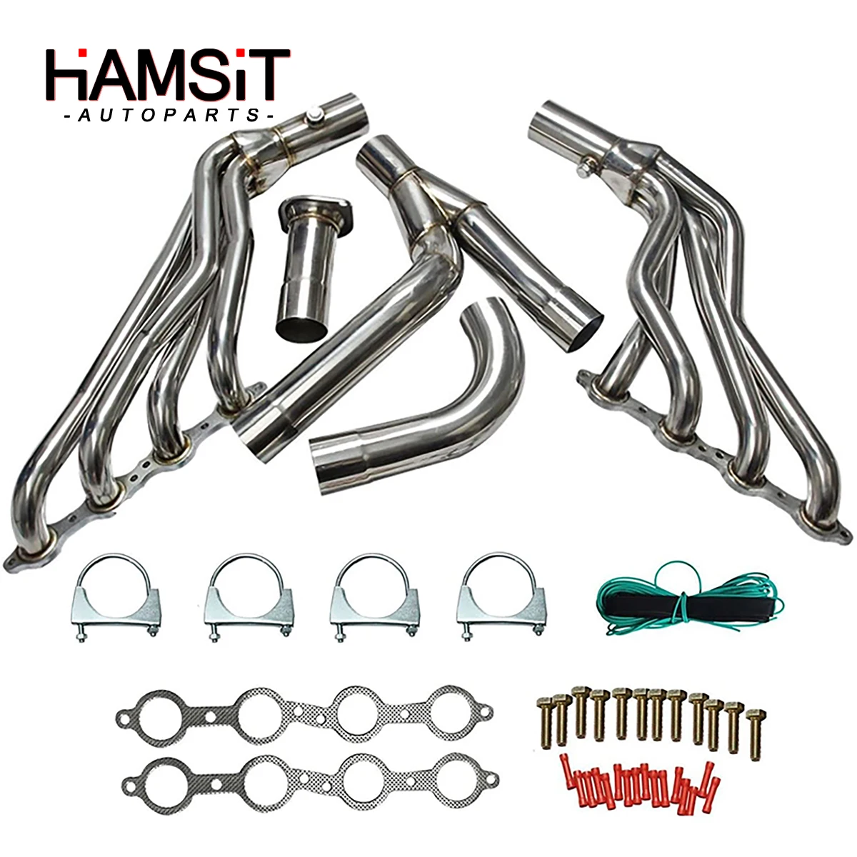 Hamsit Exhaust Manifold Header Y-Pipe For 99-06 4.8L/5.3L/6.0L Chevy/GMC GMT 800 Silverado/Sierra 1500