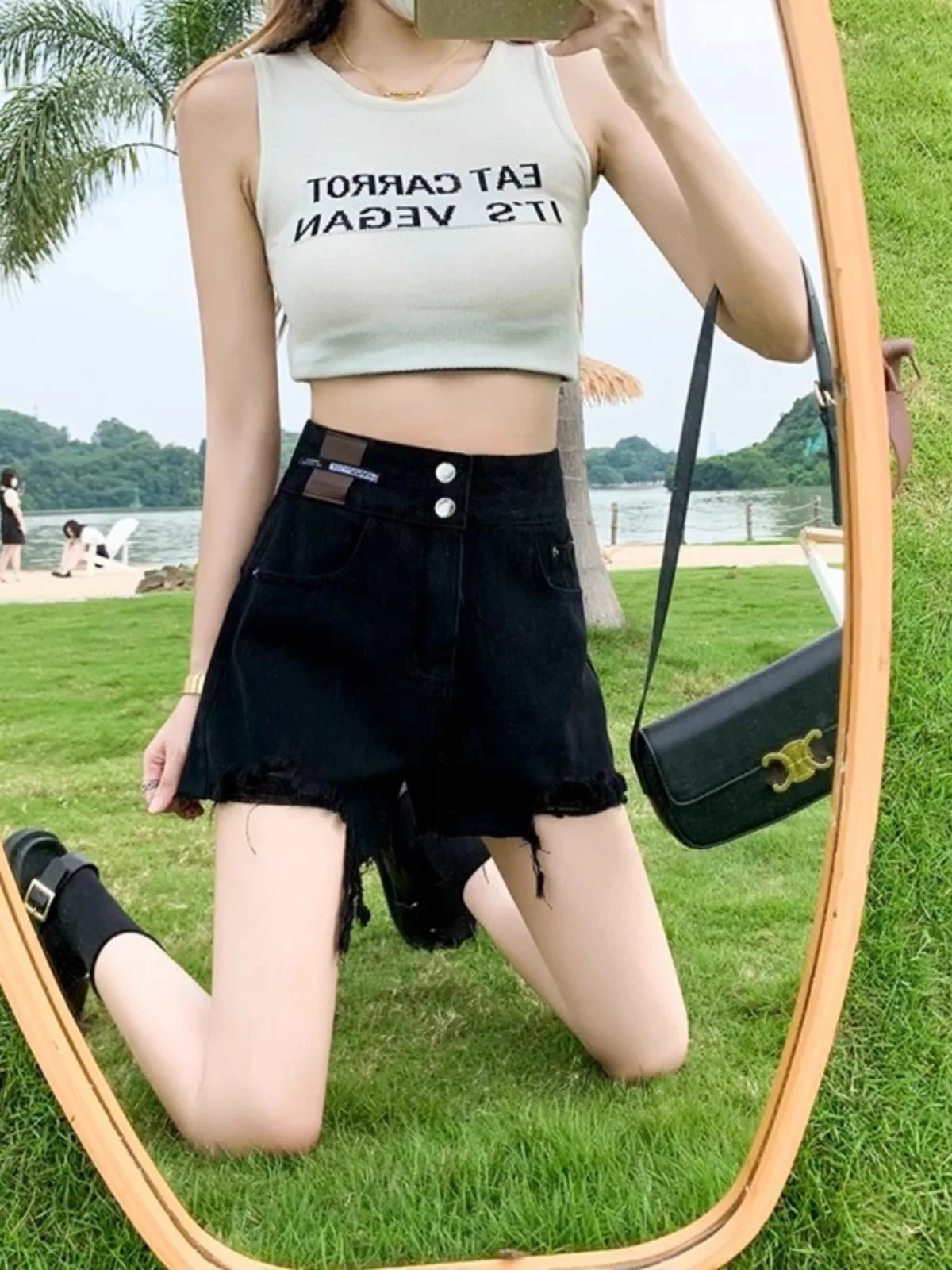 

High Waist A-Line Denim Shorts Women's Summer New Design Sensual Wide Leg Hot Pants Cotton Polyester Spandex Blend Cool Feeling