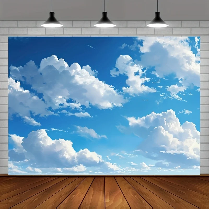 Blauer Himmel, weiße Wolke, Hintergrund, Foto-Requisiten, Polyester-Banner-Dekoration, Party-Heimdekoration, Party-Dekorationszubehör