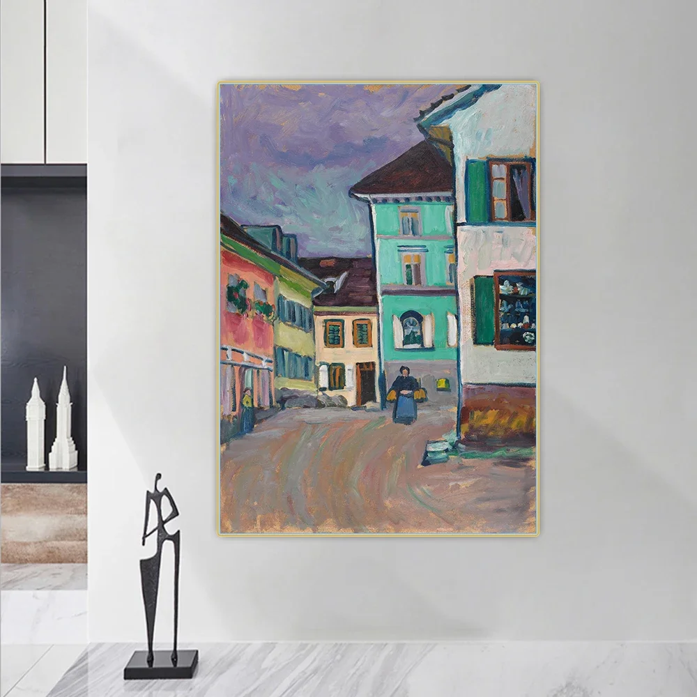 Citon Wassily Kandinsky《Murnau, Top of the Johannisstrasse》Abstract Canvas Oil Painting Background Wall Decor Home Decoration