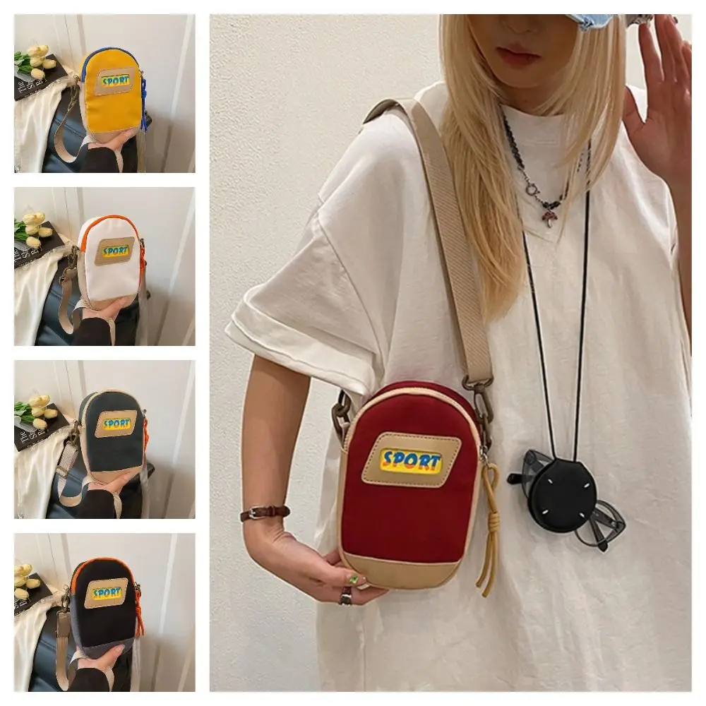 

Casual Canvas Crossbody Bag Large Capacity Sports Style Small Square Bag Single Shoulder Adjustable Strap Mobile Phone Pouch