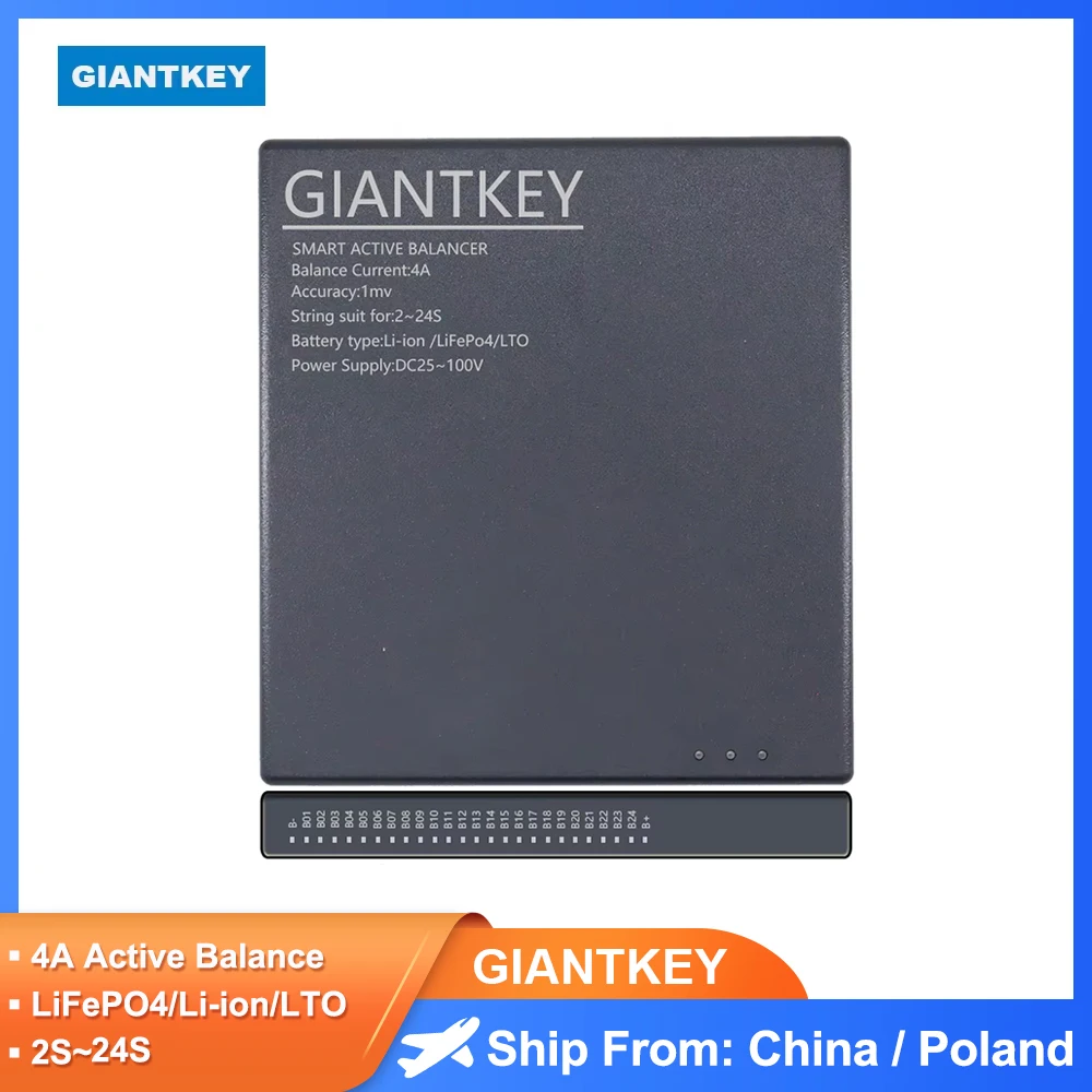 GIANTKEY Smart Active balance current 4A Li-ion/LiFePo4/LTO 2S 4S 5S 6S 7S 8S 10S 12S13S 16S 20S 24S 36V 48V 72V With Bluetooth