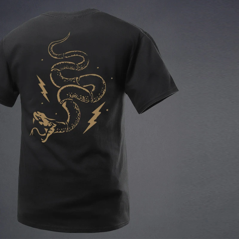 Dance of The Golden Snake T-Shirts Streetwear 100% Cotton Tactical T-shirt Loose Tops Breathable Tee Military Enthusiast