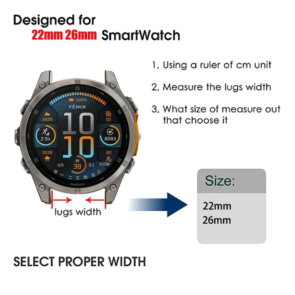 26 mm 22 mm QuickFit-Uhrenarmband für Garmin Fenix 8 8Pro 7 7X 6 6X 5X/Forerunner 970 965/Enduro 3/Instinct 3 2X Sports Nylonarmband – Detail 1