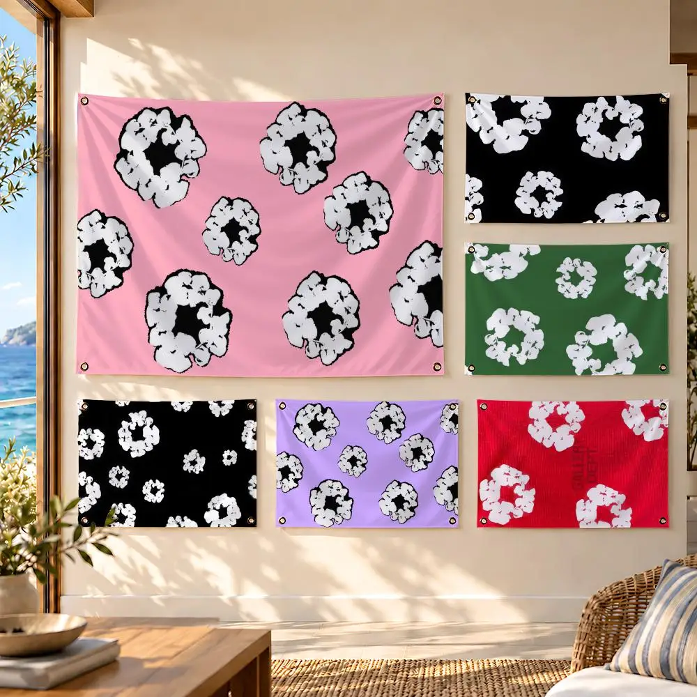 style Denim Tear Flags flag Metal Grommets waterproof Polyester Wall Flag Art Decor For Studio Game Room gift