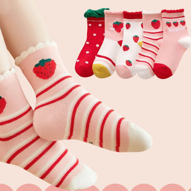 

5 pairs of baby socks 0-3 years old spring and autumn pure cotton children's socks cute cartoon soft breathable socks