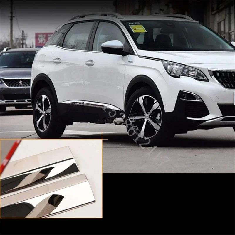 for Peugeot 3008 3008 GT Car styling detector Stainless Steel chrome Side Door Body Cover trim sticks Strips Molding 2017 -2021