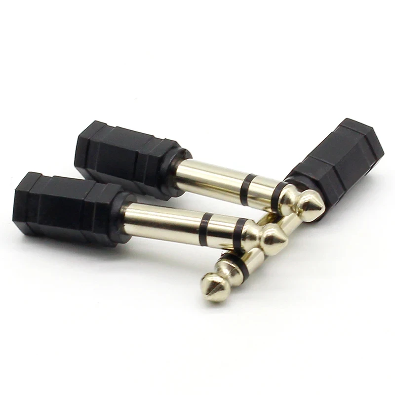 3PCS/LOT Jack 6.35 mono 6 corners AUDIO CONNECTOR&ADAPTER 6.35MM MONO PLUG TO 3.5 STEREO/MONO JACK
