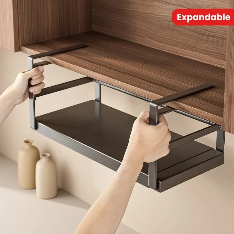 Verstellbares, erweiterbares Schrank-Organizer-Regal, mehrstöckiges Gewürzregal für Küche, Speisekammer, Gewürze, Flaschen, Gewürze, Aufbewahrungsregal