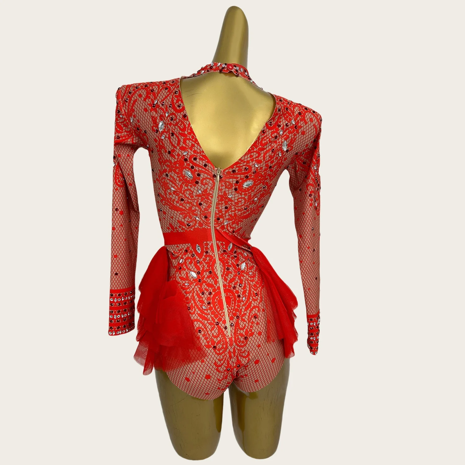 Putong Women Long Sleeve Club Outfit Sparkly Rhinestones Bodysuit Dance Costume Sexy Show Performance Stage Wear Birthday Outfit