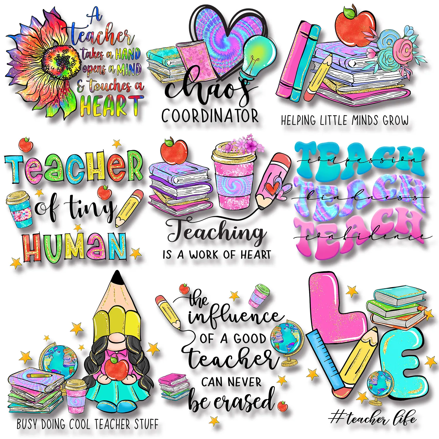 Student Stationery Cute Cartoon PatchesLetter Stickers Iron-on Transfers for Clothing Easy to Use DIY Appliques