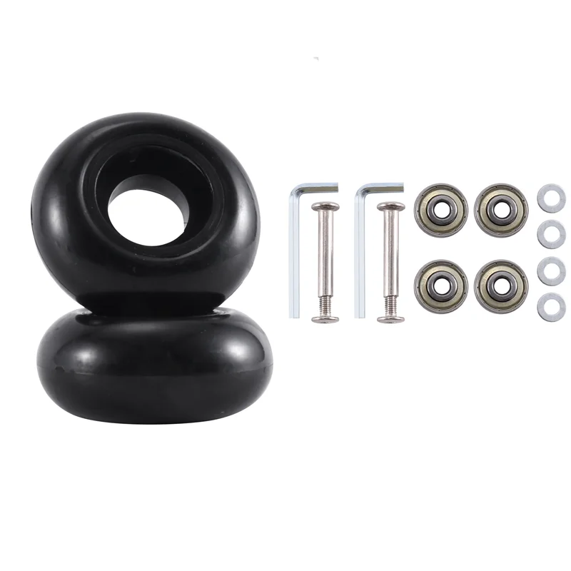 

8 Pair 45Mm X 19Mm Luggage Suitcase Replacement Wheels PU Swivel Caster Wheels With 6Mm Carbon Steel Repair Kit