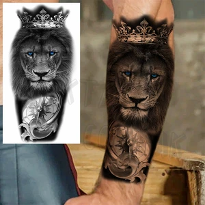 واقعية الوشم المؤقتة للنساء والرجال 3D الذراع ملصق للماء وهمية الوشم بوصلة تاج الصليب عيون الأسد أعلى 10 مبيعات للرجال عبر الوشم - No2