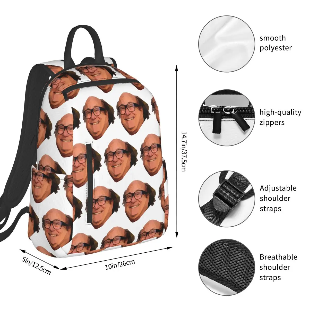 Danny DeVito Prism Backpack Student BookBag Kids School Bag Computer Shoulder Bags Men Women