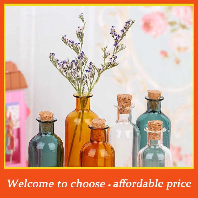 

Xm 1pc new Glass 1:12Dollhouse Mini Glass Bottle Cork Cover Storage Tiny Jar Vials Vase DecorToy