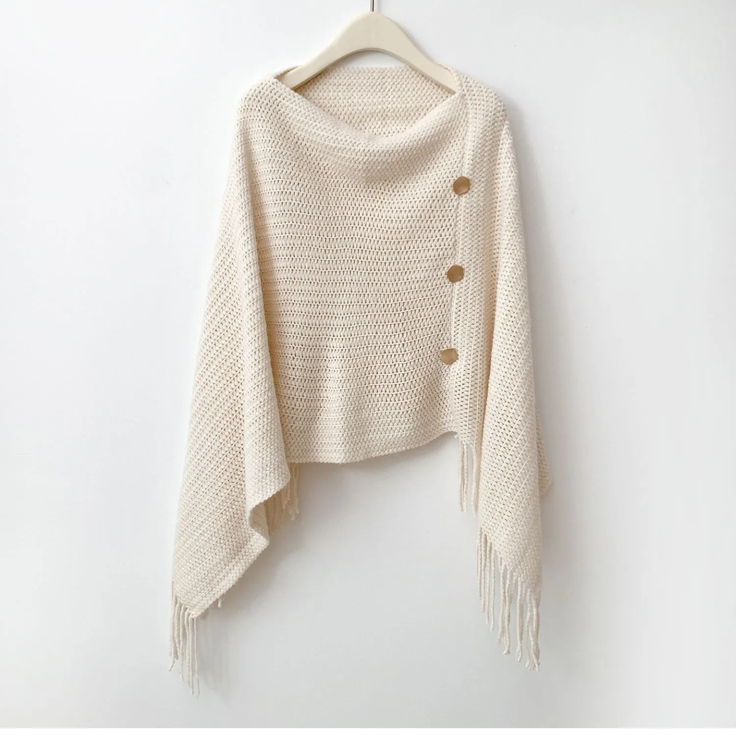 New shawl tassel pullover knitted Poncho women's spring and autumn fashion cape versatile travel warm outer cloak P2