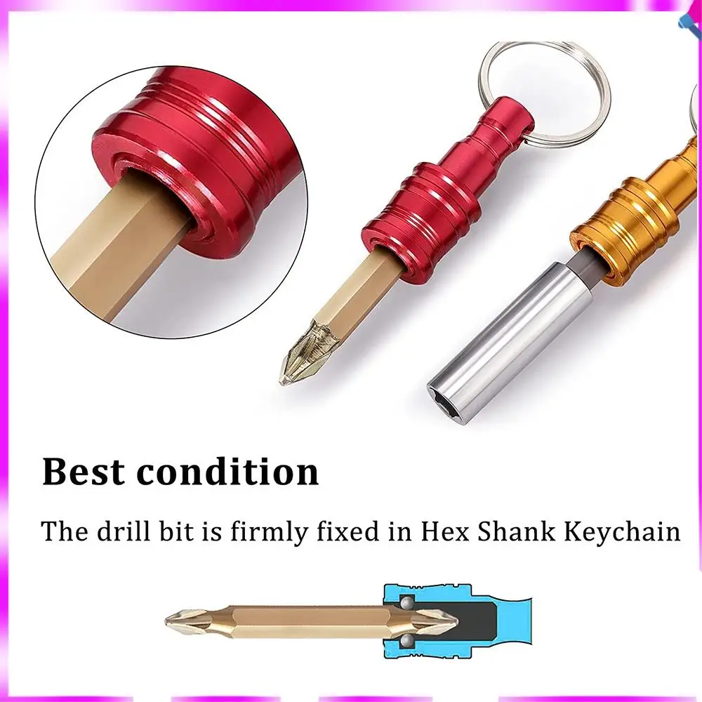 

N96R 21Pcs 1/4 Inch Hex Shank Keychain Extension Bar Screwdriver Bits Holder Socket Adapter Drill Bit Fast Change Bit Holder