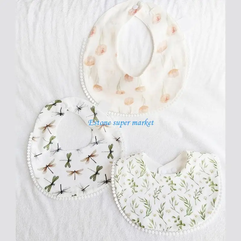 

090B Cartoon Print Baby Bibs High Absorbent Saliva Towel Newborn Toddlers Burp Cloth