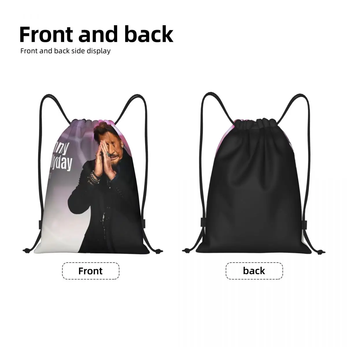 Rock Johnny Hallyday Drawstring Backpack Women Men Gym Sport Sackpack Foldable French Singer Music Shopping Bag Sack