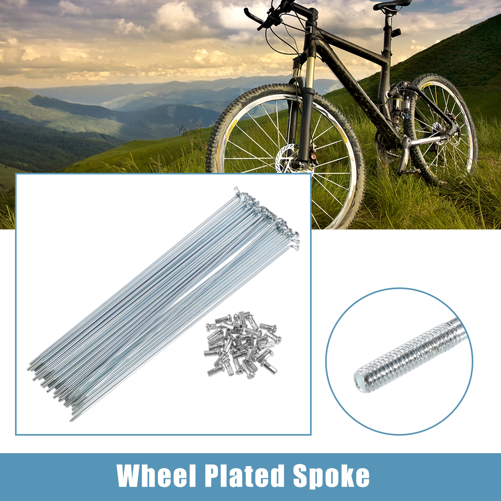 X Autohaux 36pcs 13G J Bend Bicycle Galvanized Spokes 214mm 230mm 260mm 266mm 274mm 288mm 288mm 290mm Cycle Spokes with Nipples