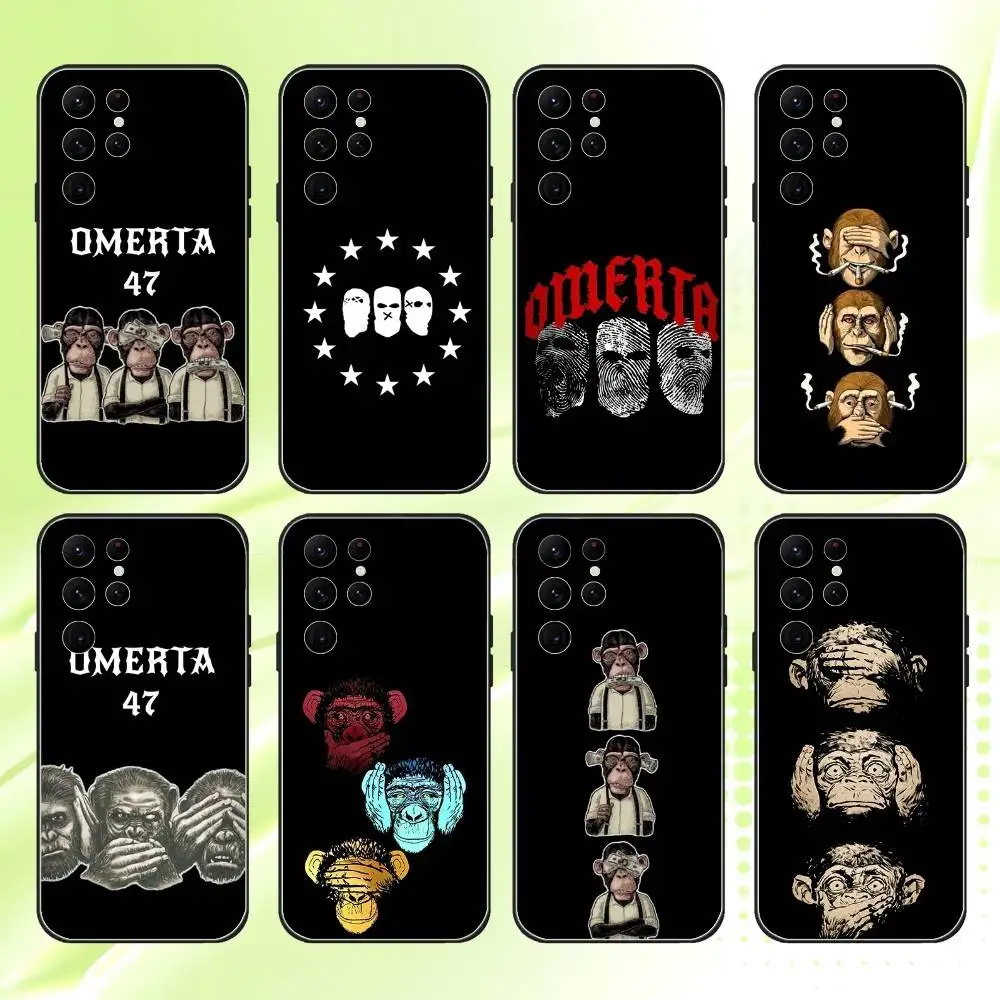 

O-Omerta47 Brand Phone Case For Samsung S 25,24,23,22,30,21,10,9,Ultra,Plus,Lite,FE,4,5G Black Soft Case