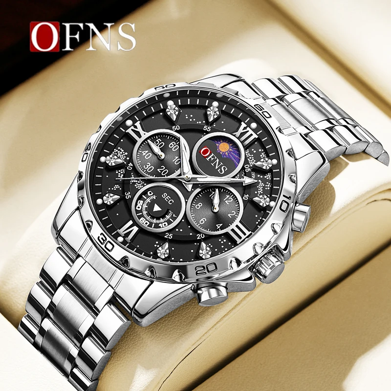 OFNS New Style Hot Selling High Quality Quartz Watch Fashion Trend Business Luminous 30 M Waterproof Multifunctional Men\'s Watch