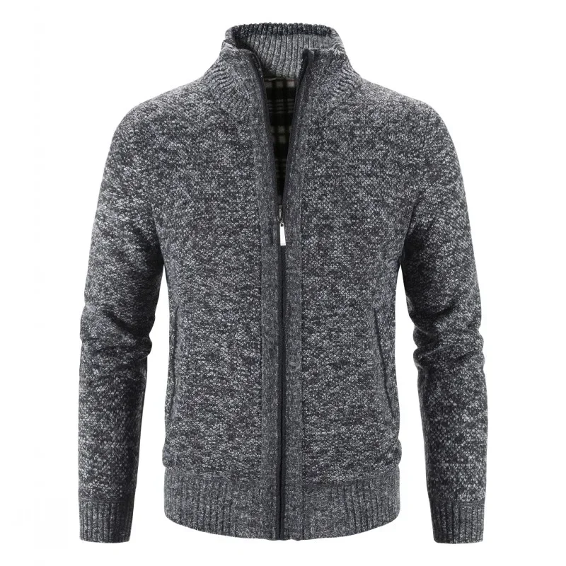 Maglione da uomo invernale caldo casual tinta unita cerniera maglieria cardigan da uomo in misto cotone cashmere giacca lavorata a maglia di alta qualità da uomo