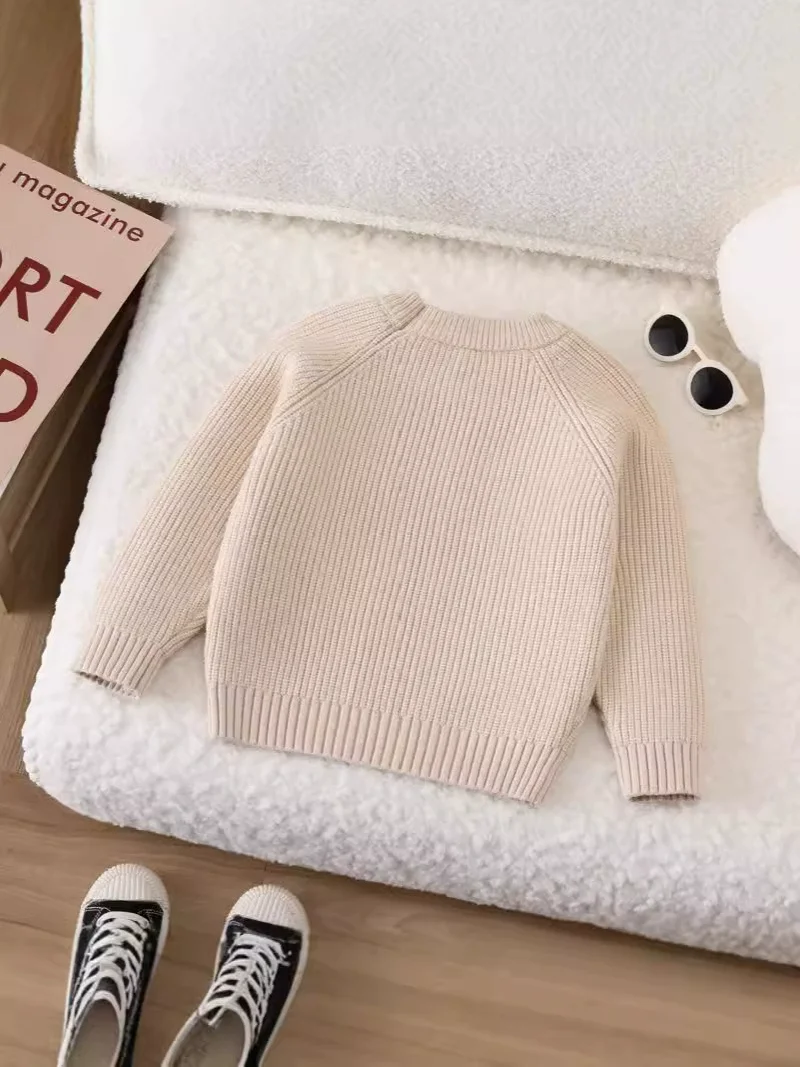 Boys Girls Knit Sweater Winter Kids Warm Knitwear Autumn Baby Long Sleeve Soft Pullover Tops Children Clothes 2-6 Years