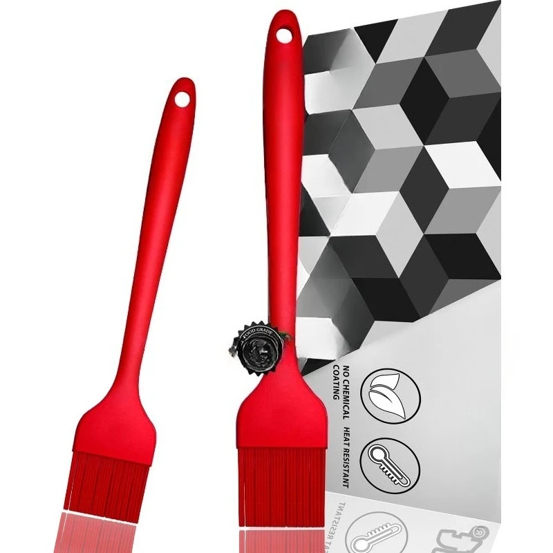 High Heat Resistant Silicone Basting Pastry Brush Set of 2- Hygienic One-Pieces Design Spread Oil Butter for BBQ Grill Barbecue Baking Kitchen Cooking - BPA Free & Dishwasher Safe (10