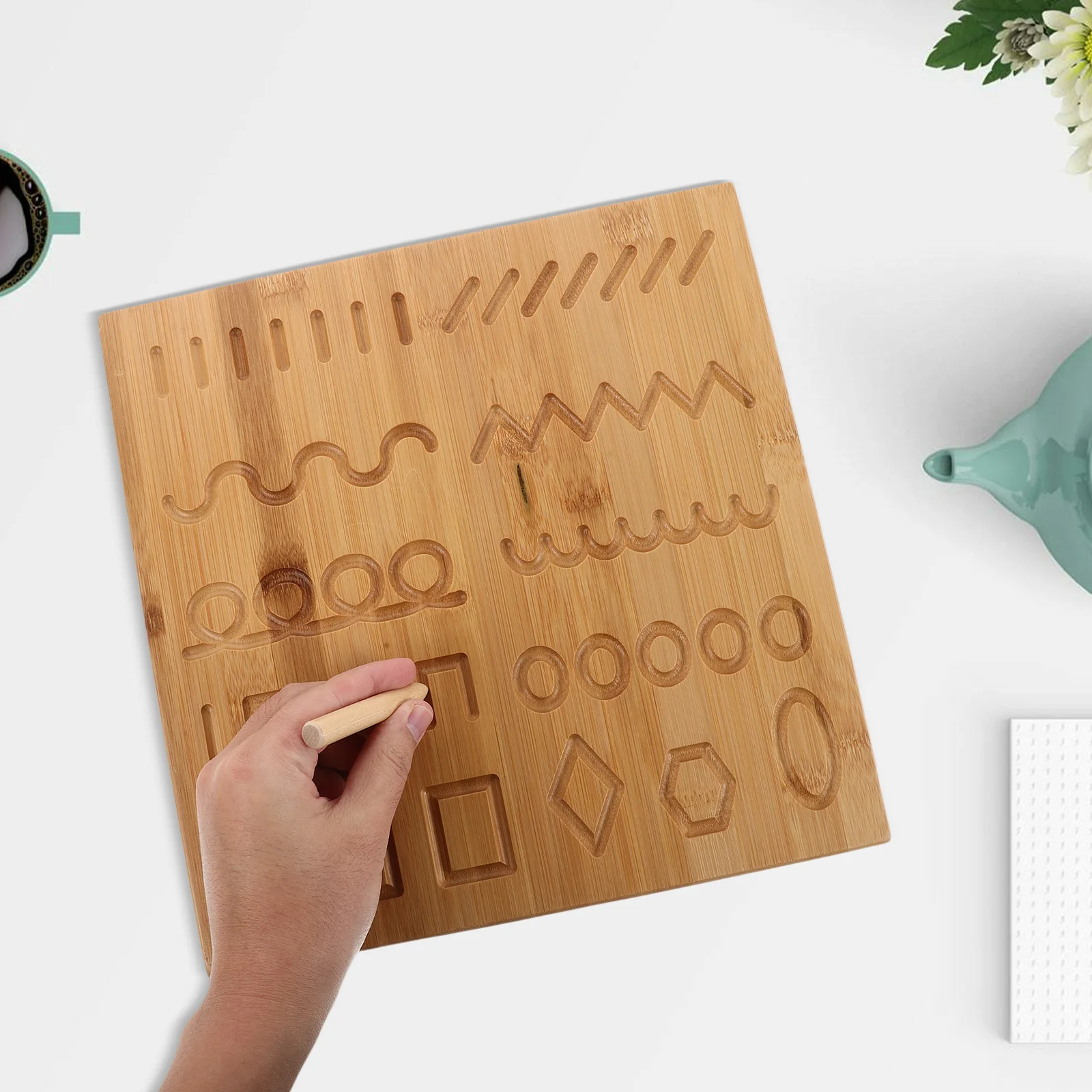 

Double-Sided Wooden Practice Board for Kids Handwriting Tracing Tool Grooved Writing Surface Preschool Learning Aid Fine Motor