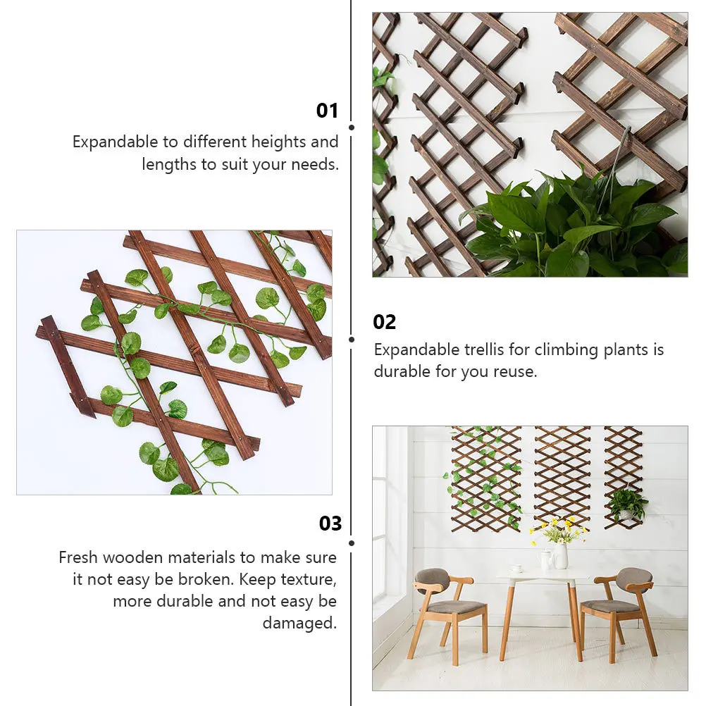 

Expandable Wooden Carbonized Wood Garden Trellis Climbing Plant Support Fence Panel Vine Support Plant Climb Garden Trellis